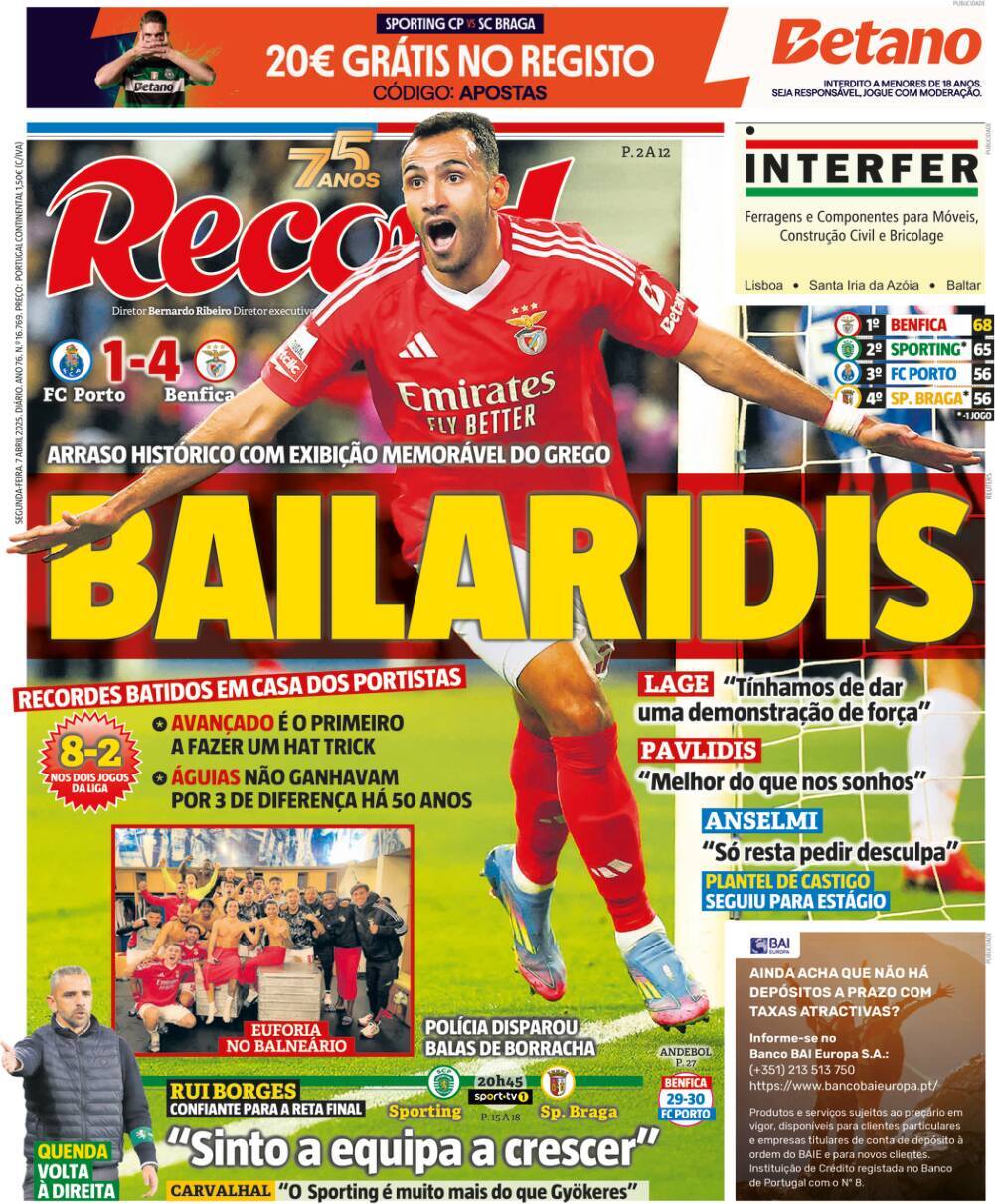 Record: Capa da Edi&ccedil;&atilde;o de segunda-feira, 07 de abril 2025