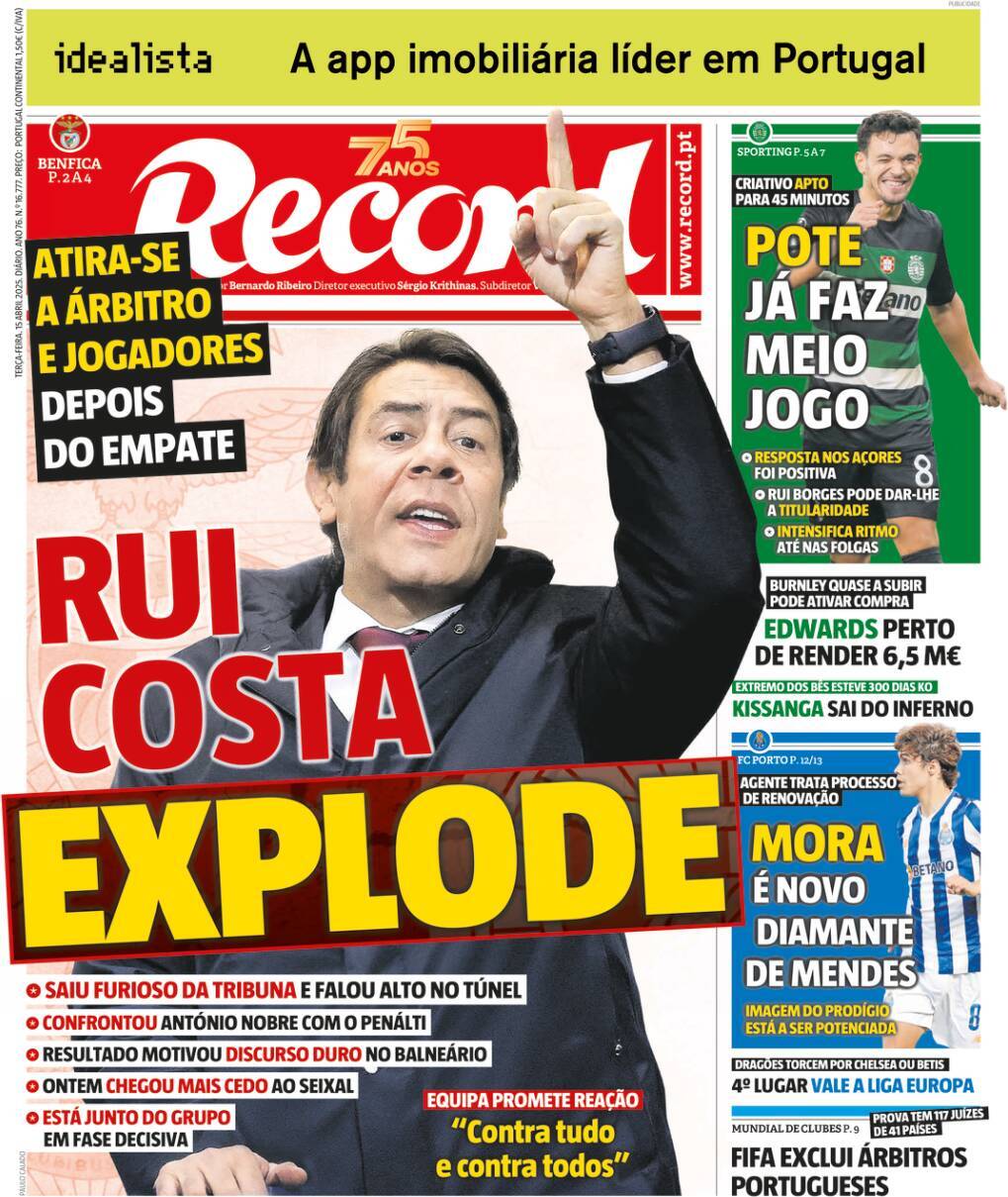 Record: Capa da Edi&ccedil;&atilde;o de ter&ccedil;a-feira, 15 de abril 2025