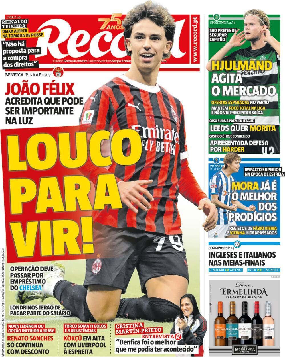 Record: Capa da Edi&ccedil;&atilde;o de quinta-feira, 17 de abril 2025