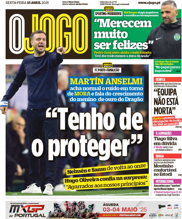 O Jogo: Capa da Edi&ccedil;&atilde;o de sexta-feira, 18 de abril 2025