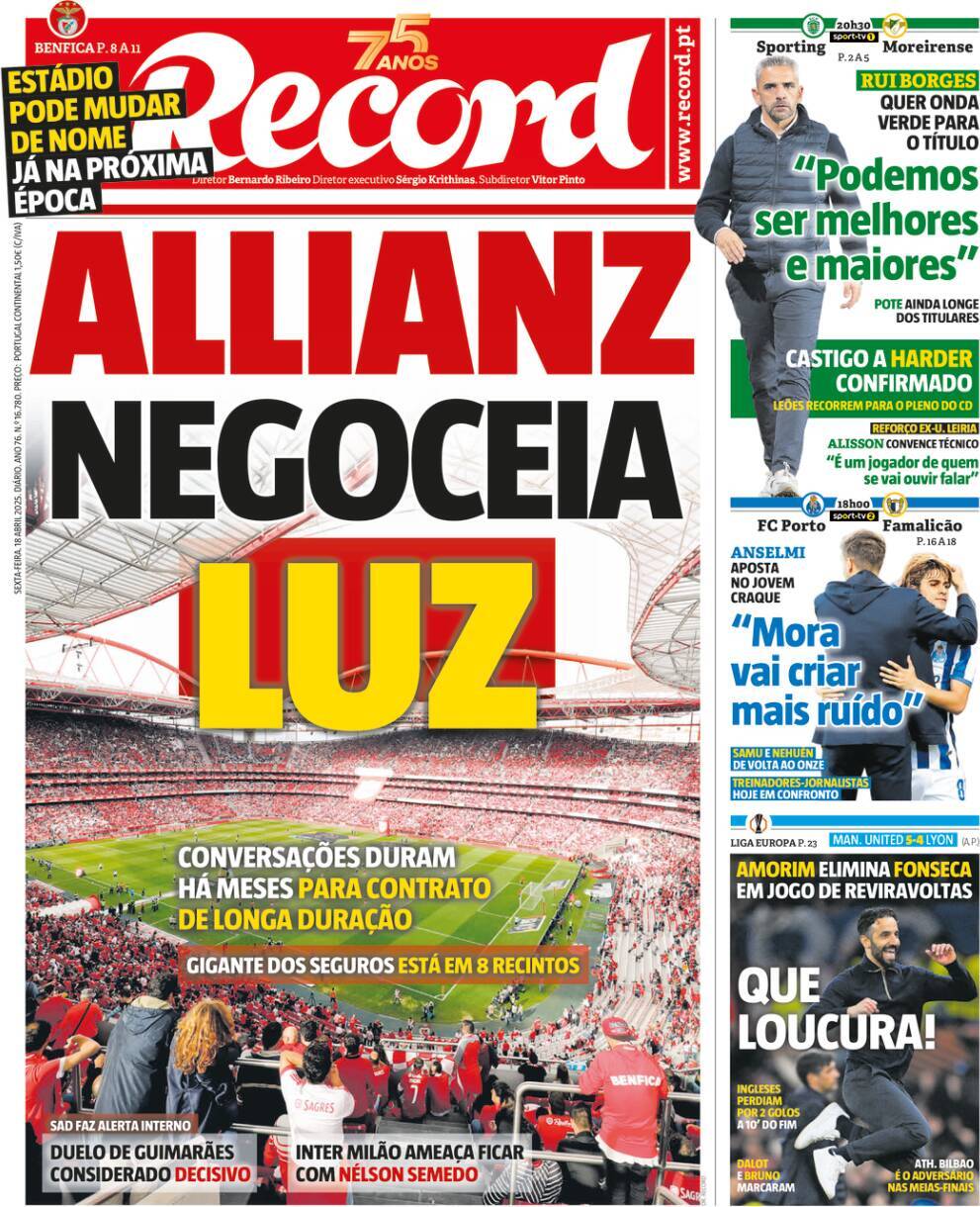 Record: Capa da Edi&ccedil;&atilde;o de sexta-feira, 18 de abril 2025