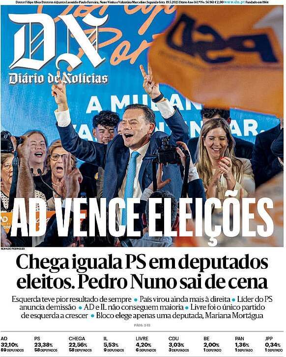 Di&aacute;rio de Not&iacute;cias: Capa da Edi&ccedil;&atilde;o de segunda-feira, 19 de maio 2025