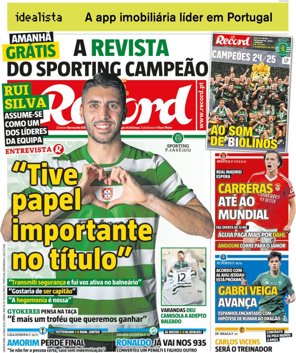 P&uacute;blico: Capa da Edi&ccedil;&atilde;o de quinta-feira, 22 de maio 2025