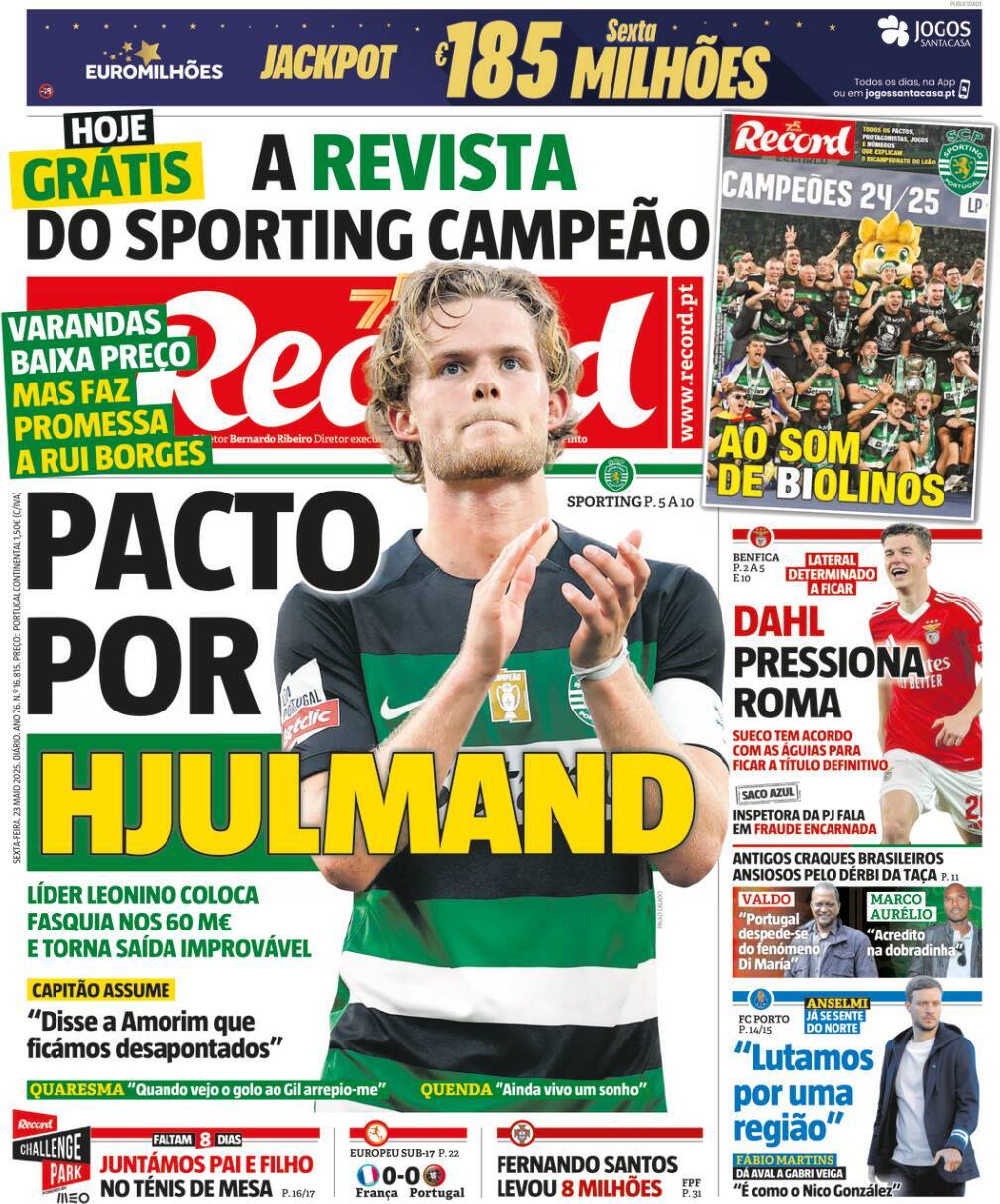 Record: Capa da Edi&ccedil;&atilde;o de sexta-feira, 23 de maio 2025