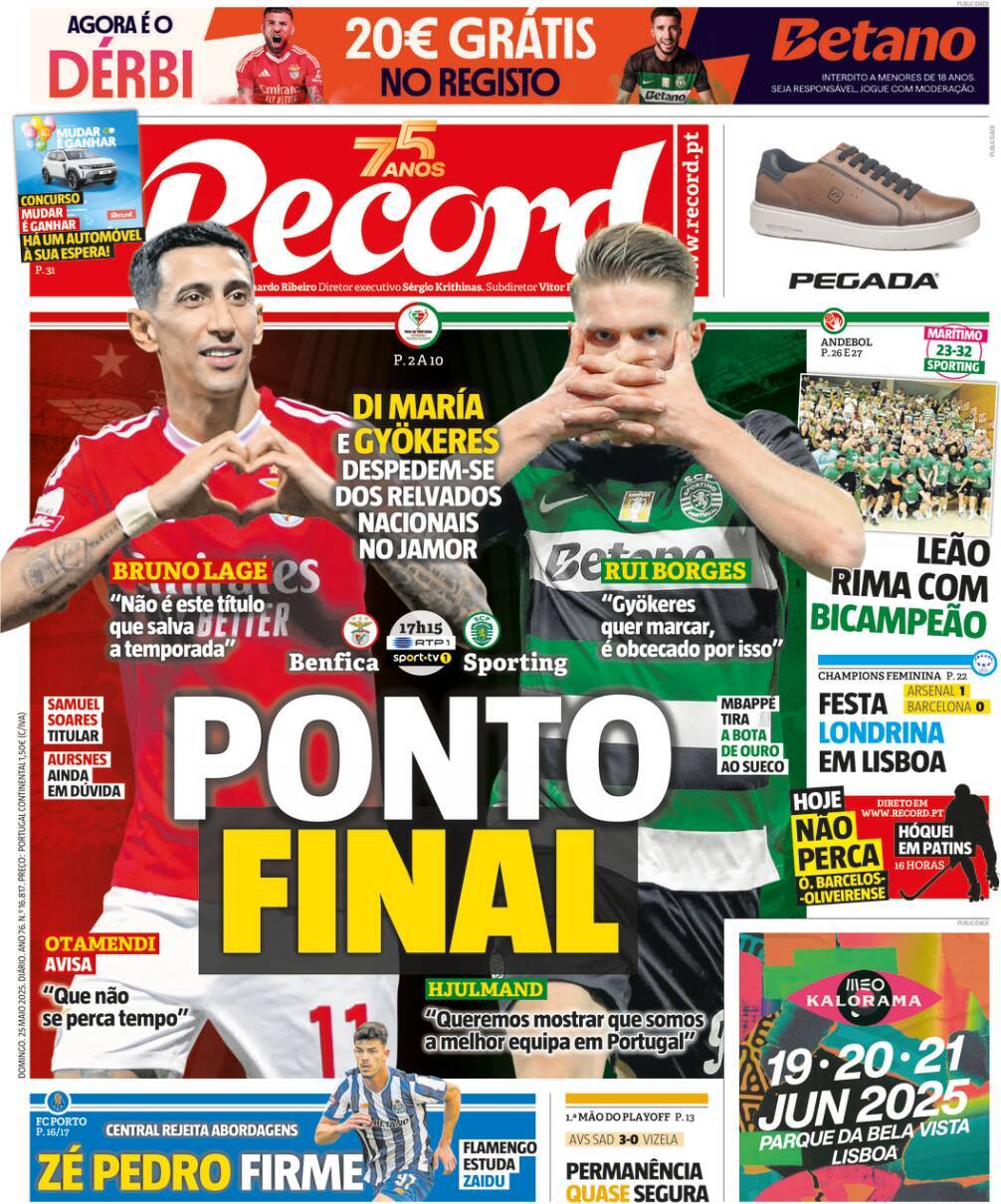 Record: Capa da Edi&ccedil;&atilde;o de domingo, 25 de maio 2025