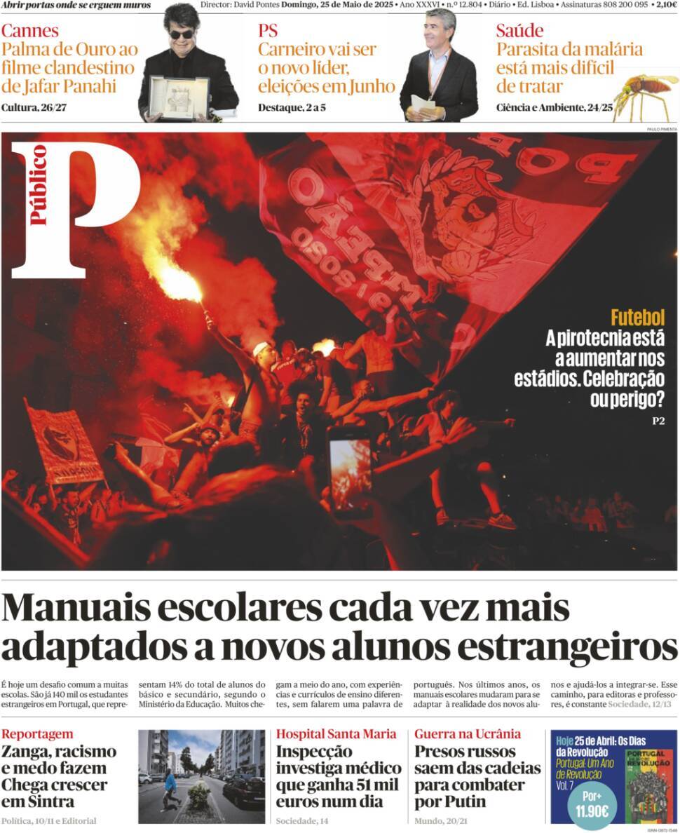 P&uacute;blico: Capa da Edi&ccedil;&atilde;o de domingo, 25 de maio 2025
