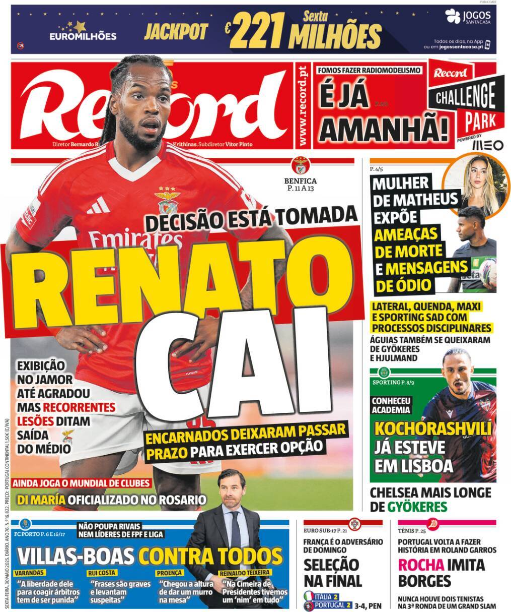 Record: Capa da Edi&ccedil;&atilde;o de sexta-feira, 30 de maio 2025