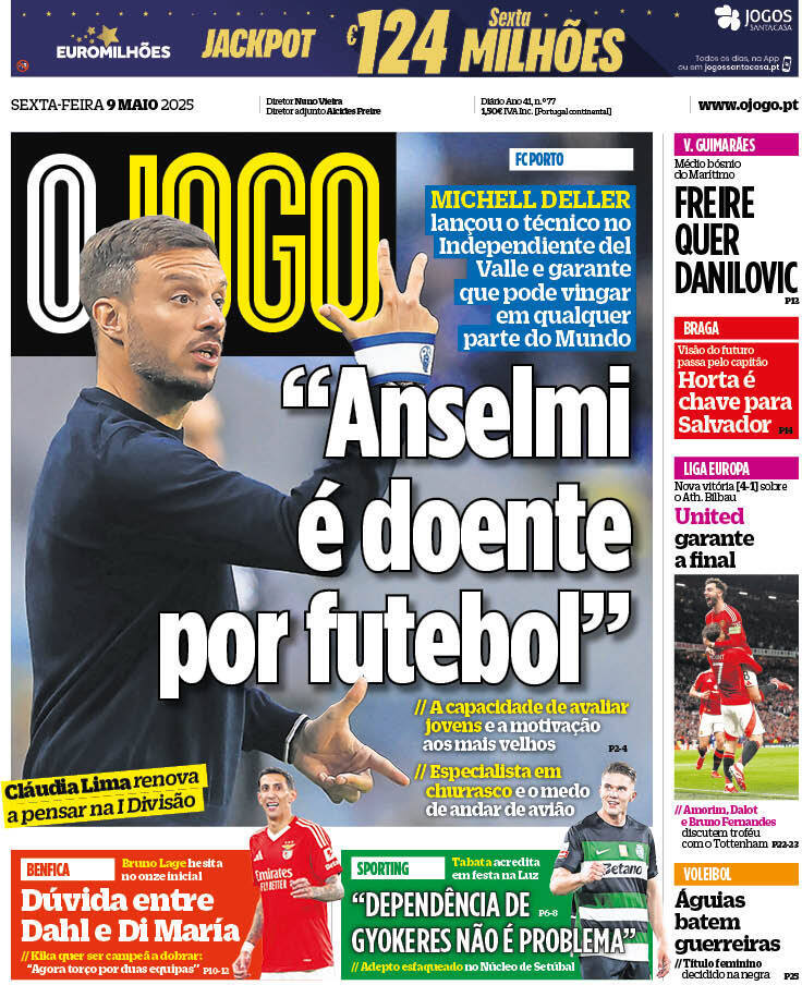 O Jogo: Capa da Edi&ccedil;&atilde;o de sexta-feira, 09 de maio 2025