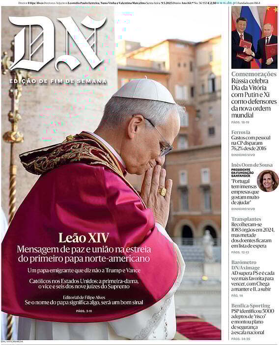 Di&aacute;rio de Not&iacute;cias: Capa da Edi&ccedil;&atilde;o de sexta-feira, 09 de maio 2025