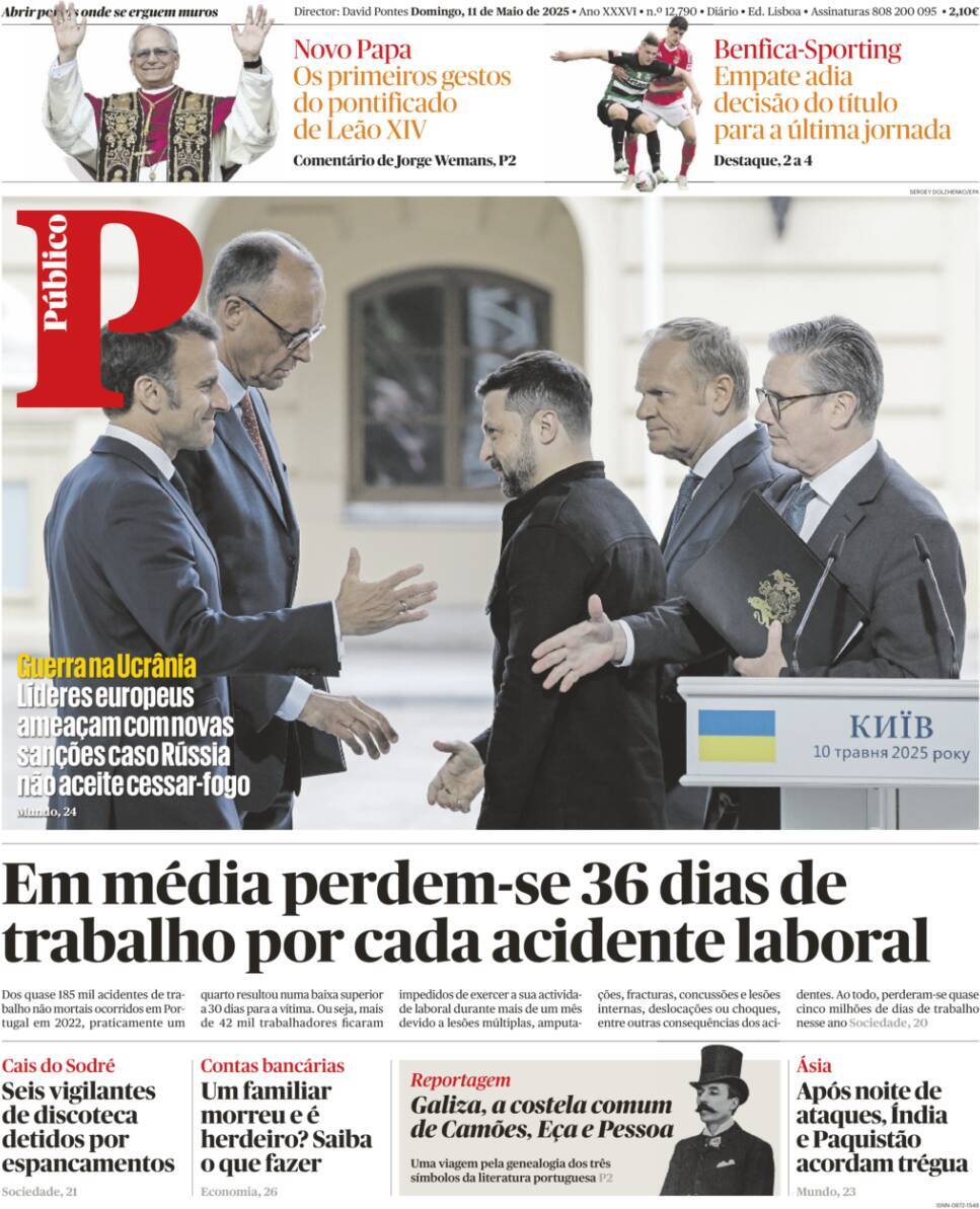 P&uacute;blico: Capa da Edi&ccedil;&atilde;o de domingo, 11 de maio 2025