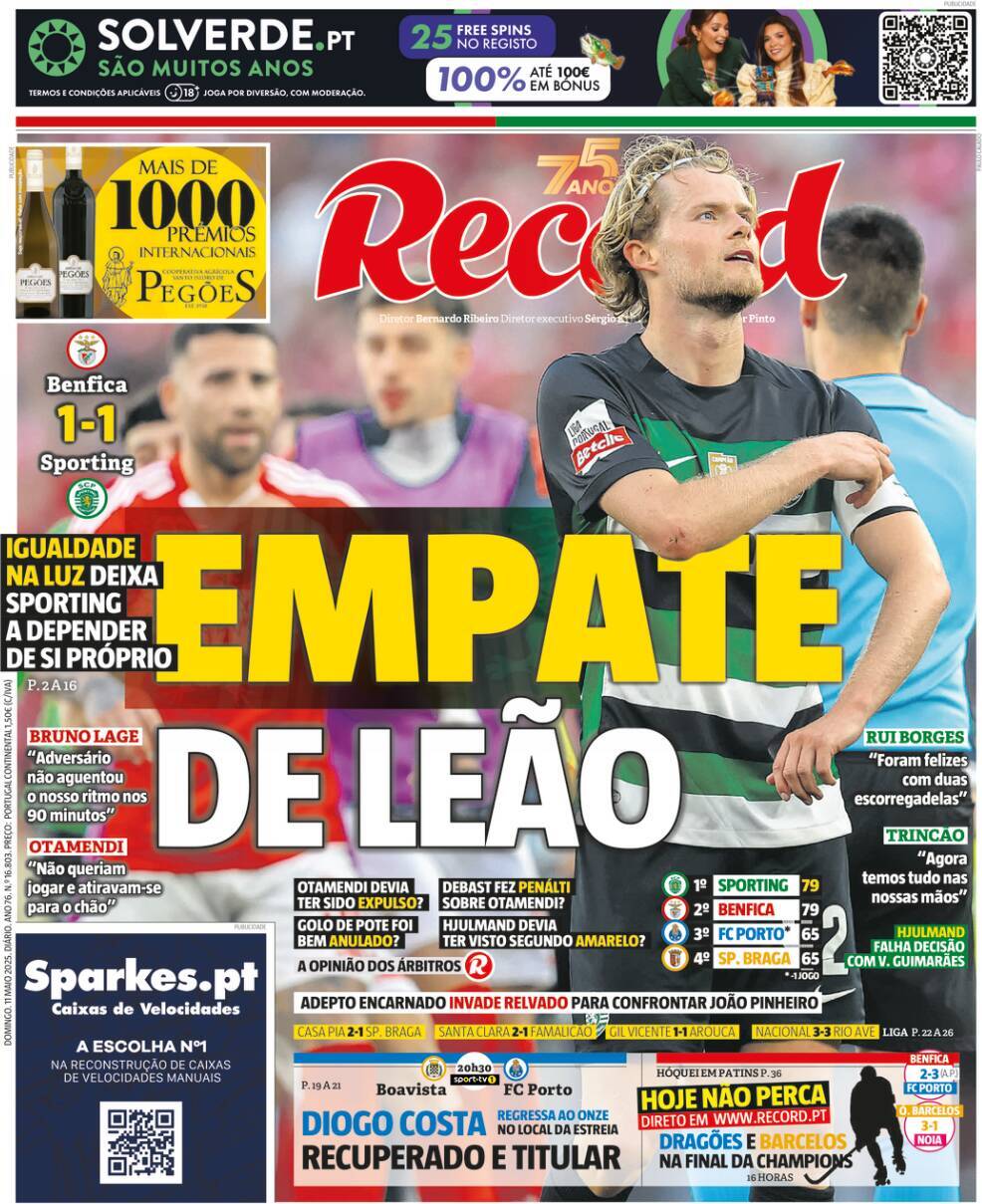 Record: Capa da Edi&ccedil;&atilde;o de domingo, 11 de maio 2025