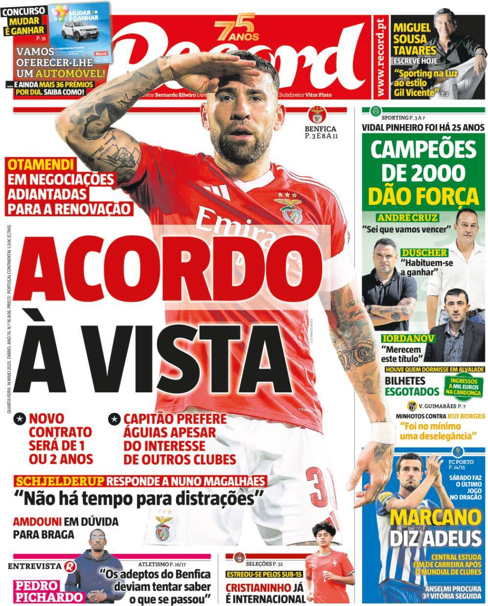 Record: Capa da Edi&ccedil;&atilde;o de quarta-feira, 14 de maio 2025