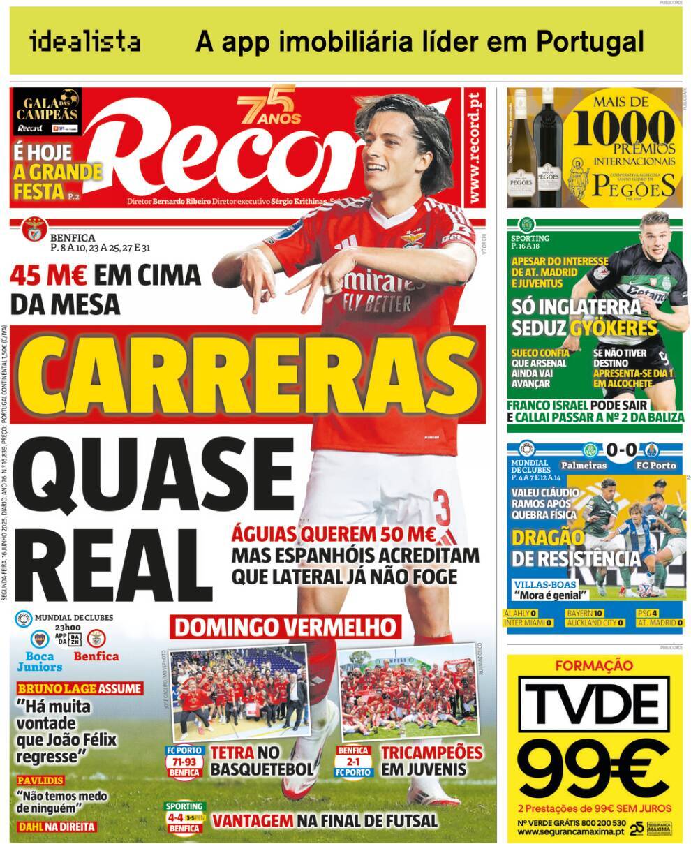 Record: Capa da Edi&ccedil;&atilde;o de segunda-feira, 16 de junho 2025
