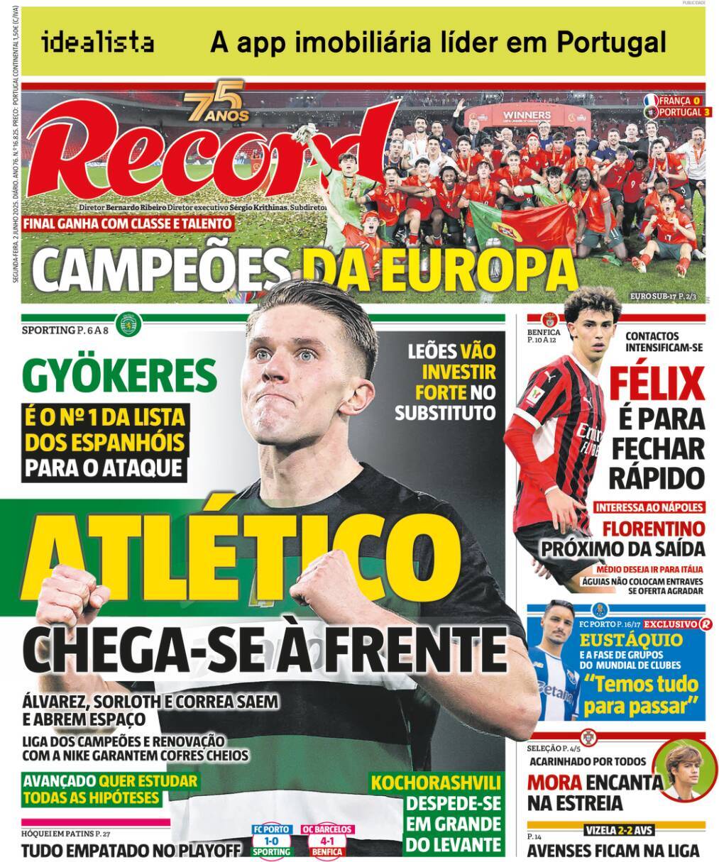 Record: Capa da Edi&ccedil;&atilde;o de segunda-feira, 02 de junho 2025