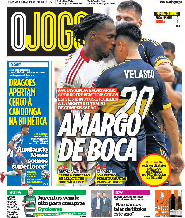 O Jogo: Capa da Edi&ccedil;&atilde;o de ter&ccedil;a-feira, 17 de junho 2025