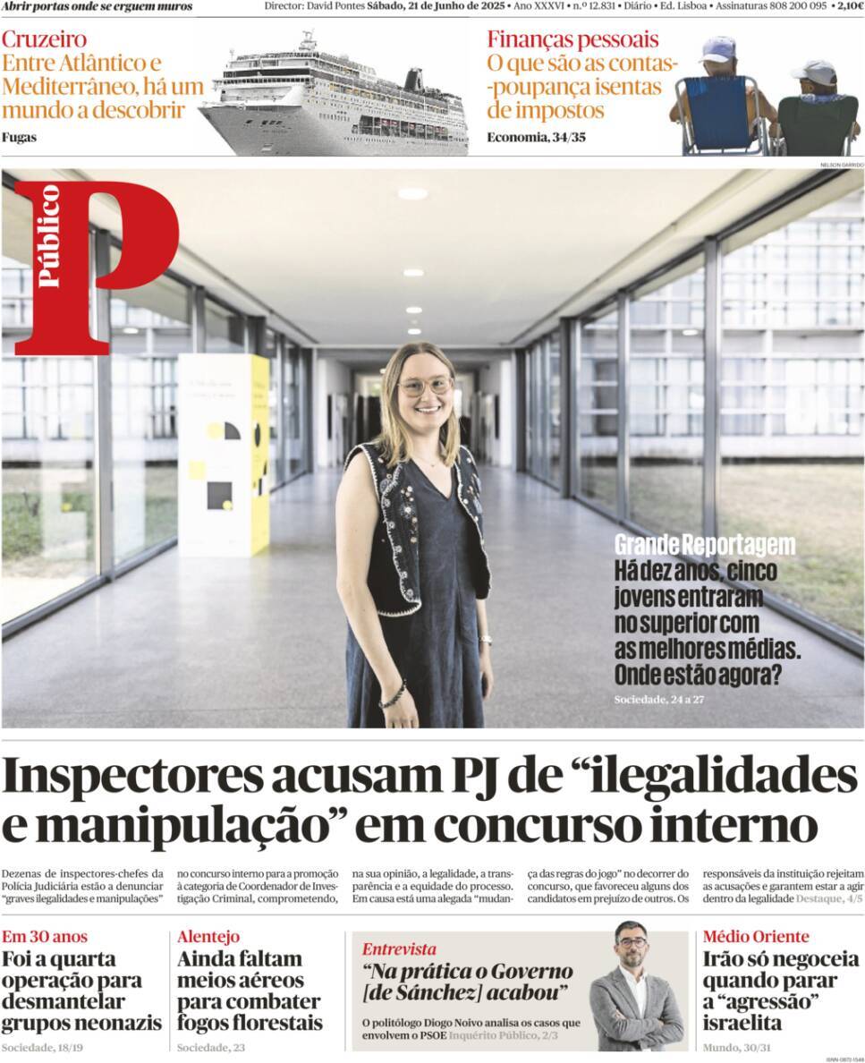 P&uacute;blico: Capa da Edi&ccedil;&atilde;o de s&aacute;bado, 21 de junho 2025