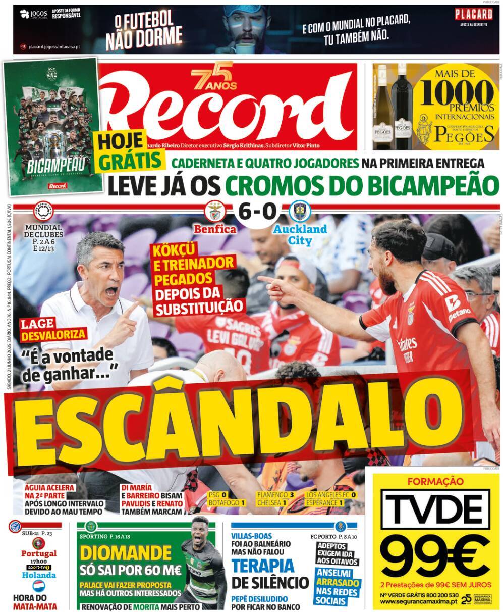 Record: Capa da Edi&ccedil;&atilde;o de s&aacute;bado, 21 de junho 2025