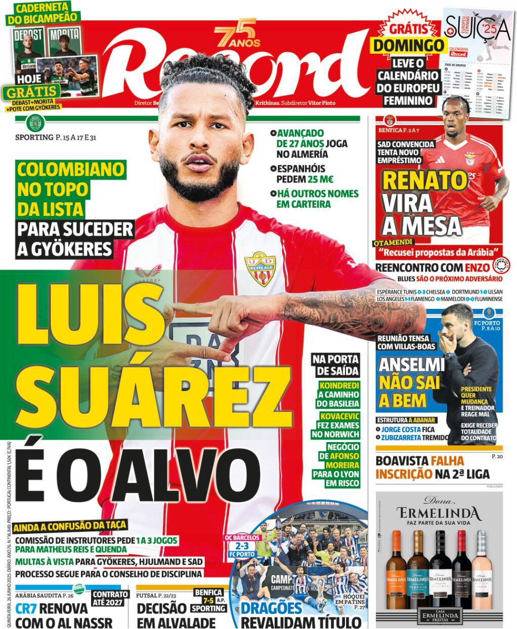 Record: Capa da Edi&ccedil;&atilde;o de quinta-feira, 26 de junho 2025