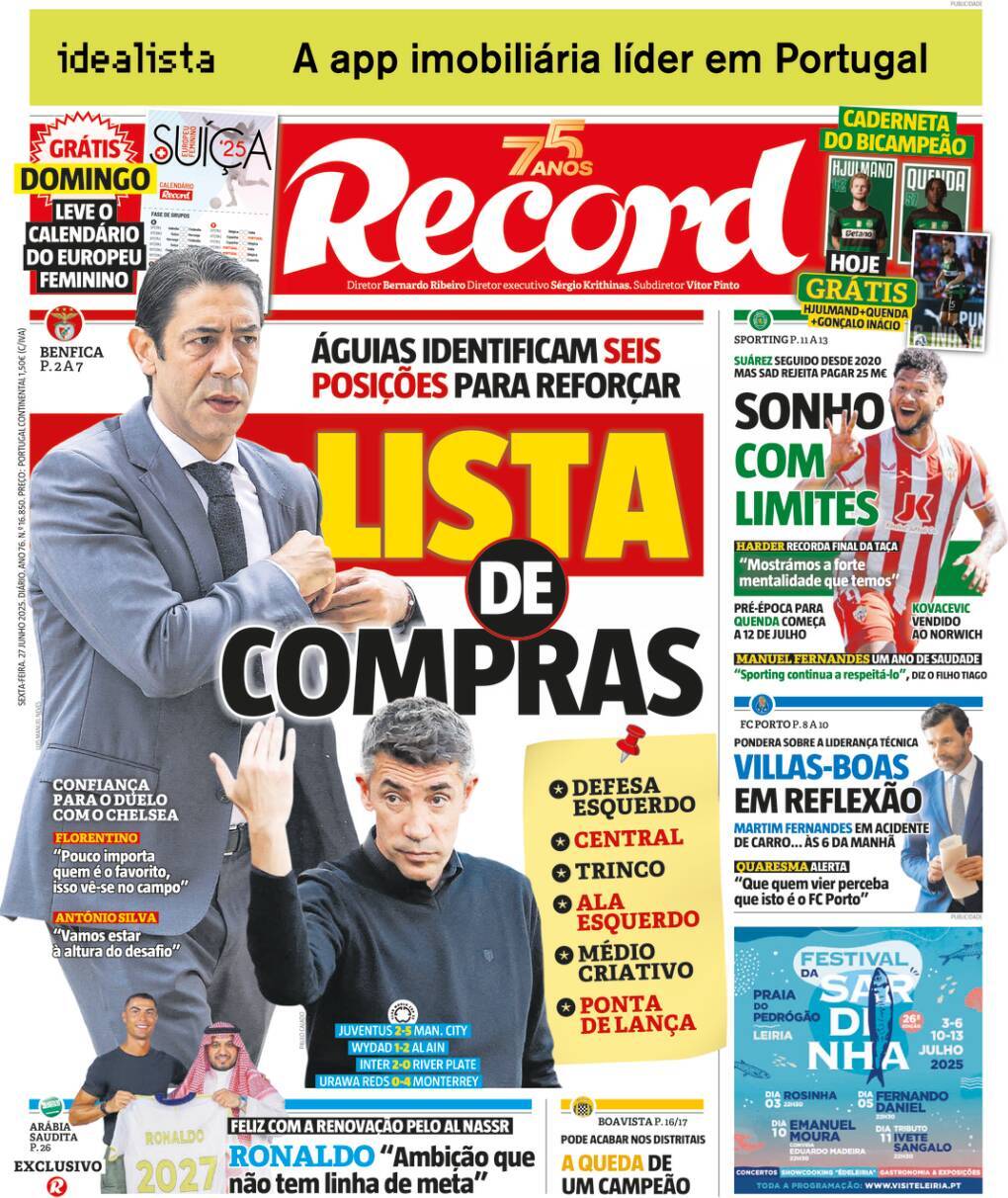 Record: Capa da Edi&ccedil;&atilde;o de sexta-feira, 27 de junho 2025