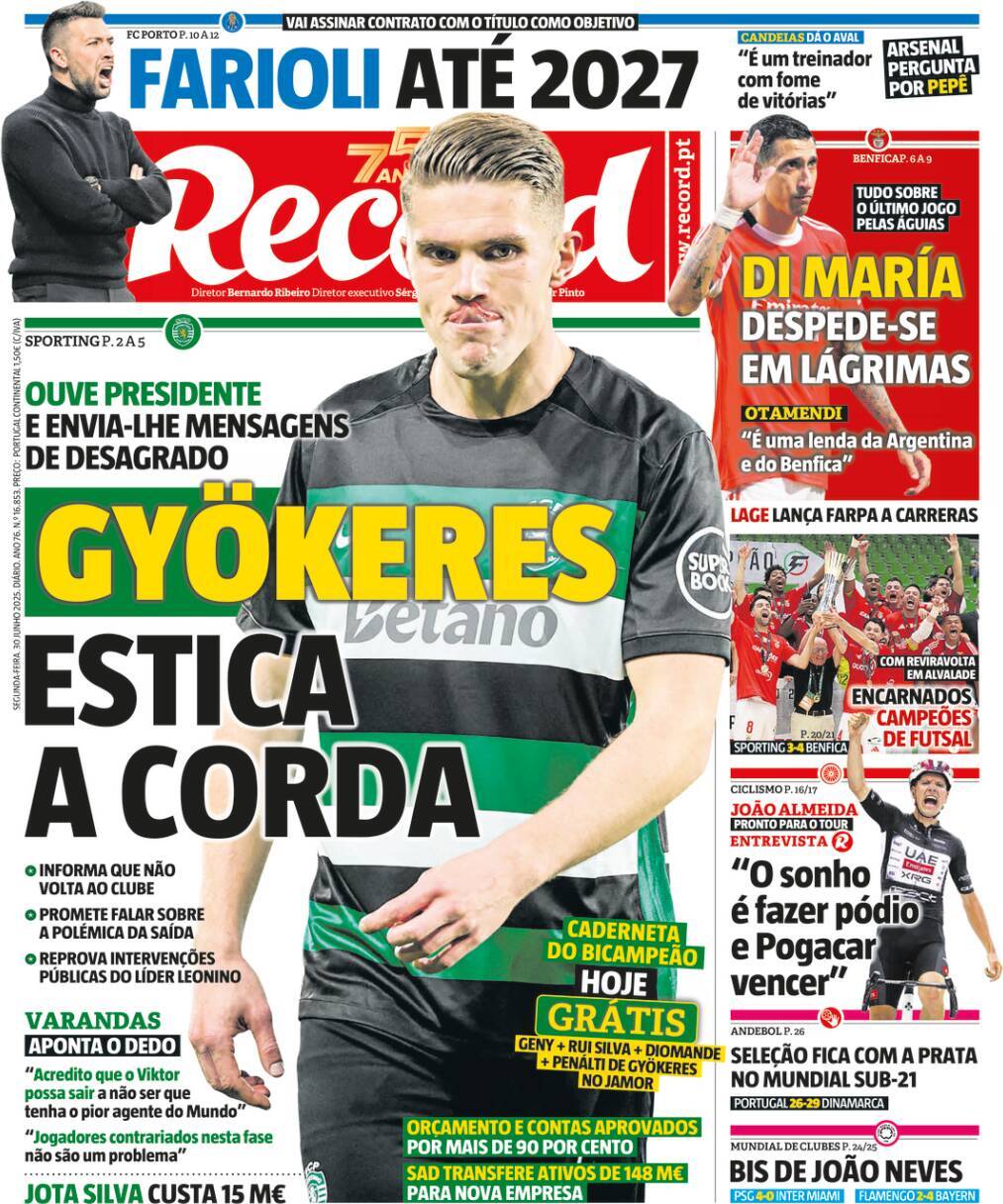 Record: Capa da Edi&ccedil;&atilde;o de segunda-feira, 30 de junho 2025