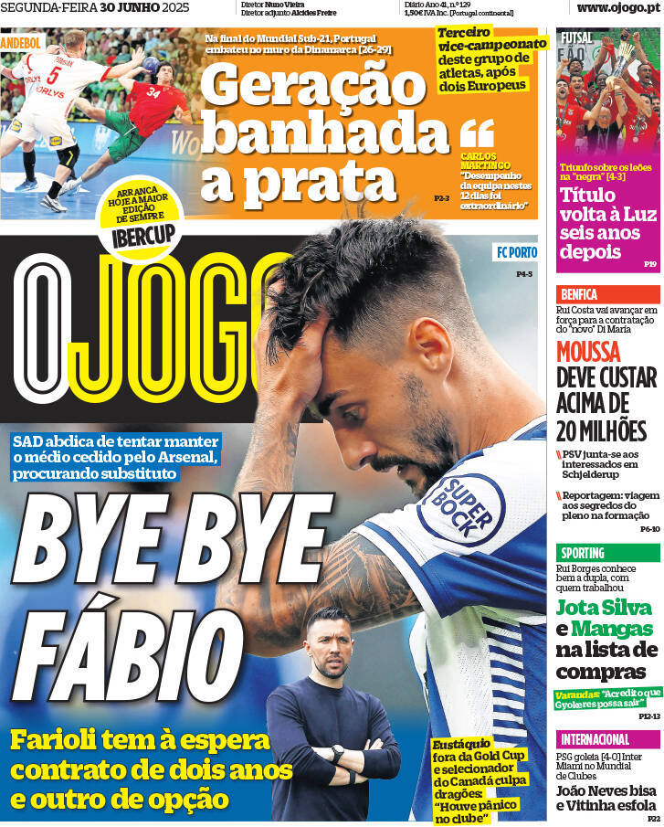 O Jogo: Capa da Edi&ccedil;&atilde;o de segunda-feira, 30 de junho 2025