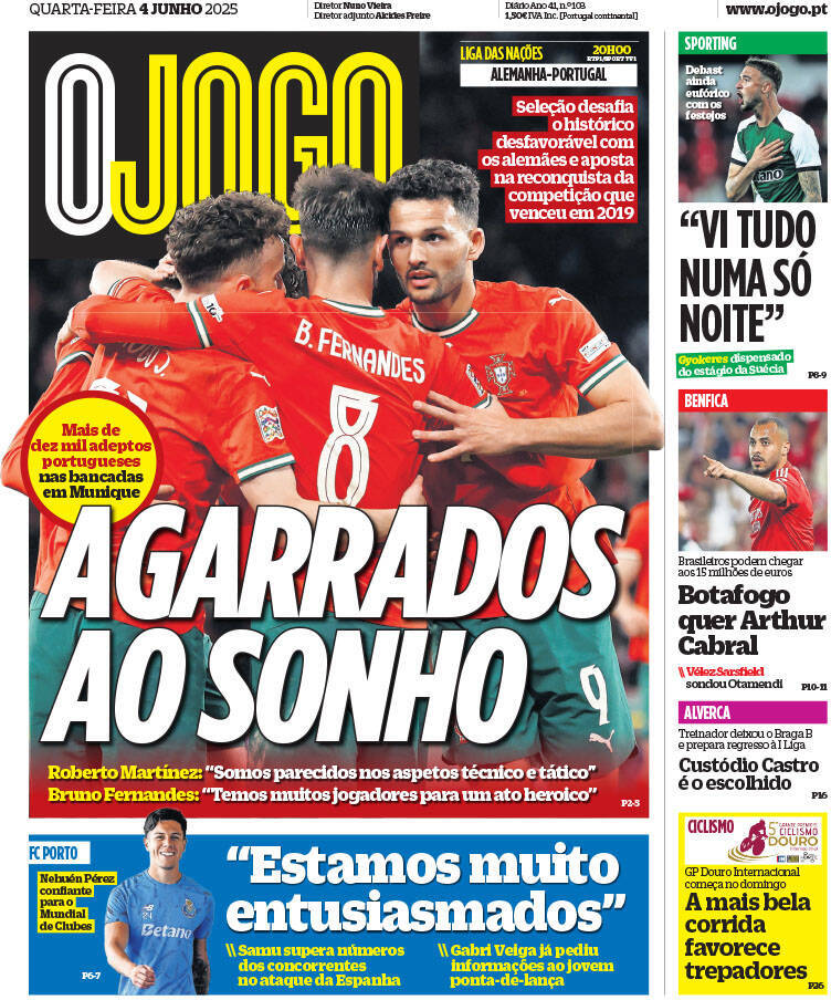 O Jogo: Capa da Edi&ccedil;&atilde;o de quarta-feira, 04 de junho 2025