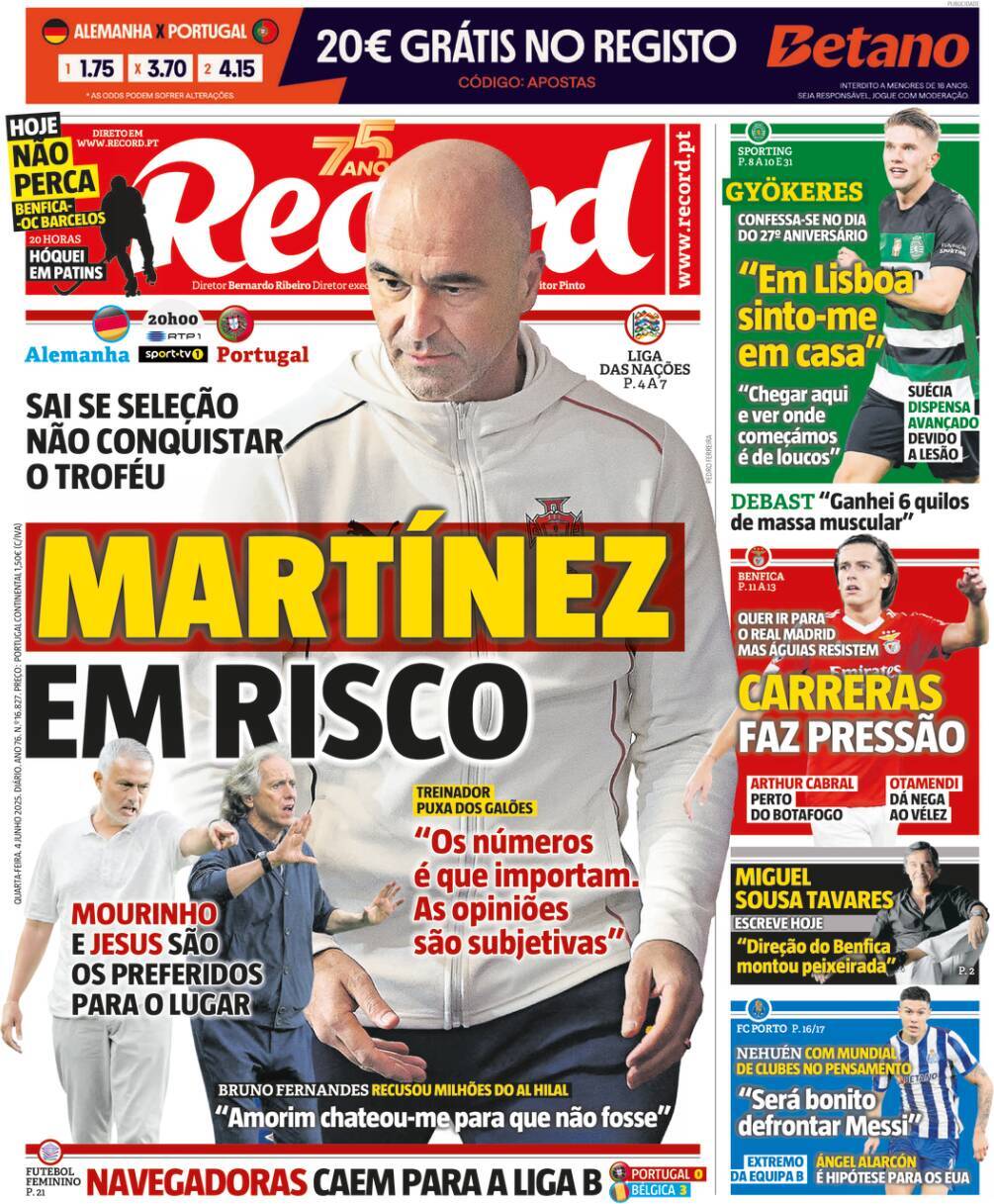 Record: Capa da Edi&ccedil;&atilde;o de quarta-feira, 04 de junho 2025