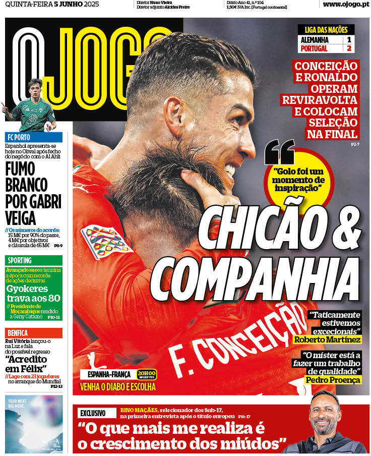 O Jogo: Capa da Edi&ccedil;&atilde;o de quinta-feira, 05 de junho 2025