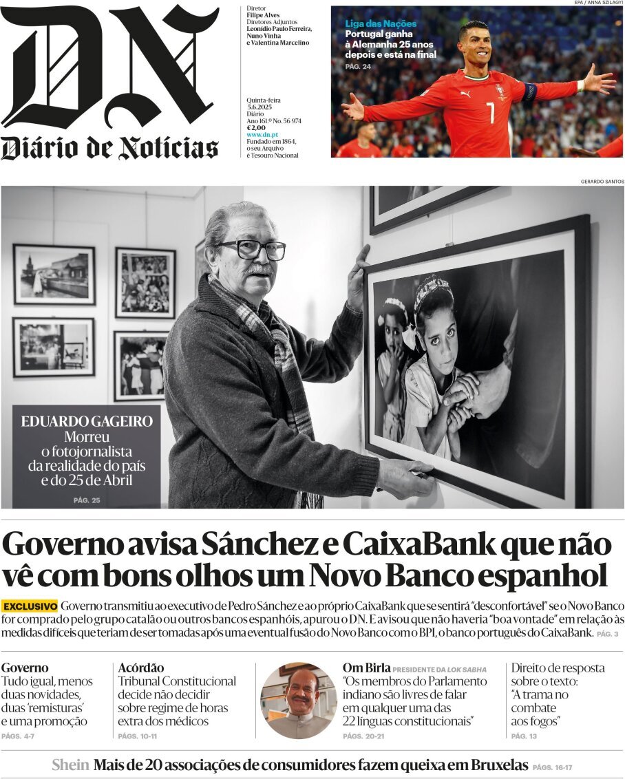 Di&aacute;rio de Not&iacute;cias: Capa da Edi&ccedil;&atilde;o de quinta-feira, 05 de junho 2025