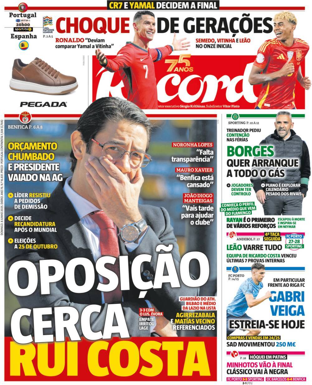 Record: Capa da Edi&ccedil;&atilde;o de domingo, 08 de junho 2025