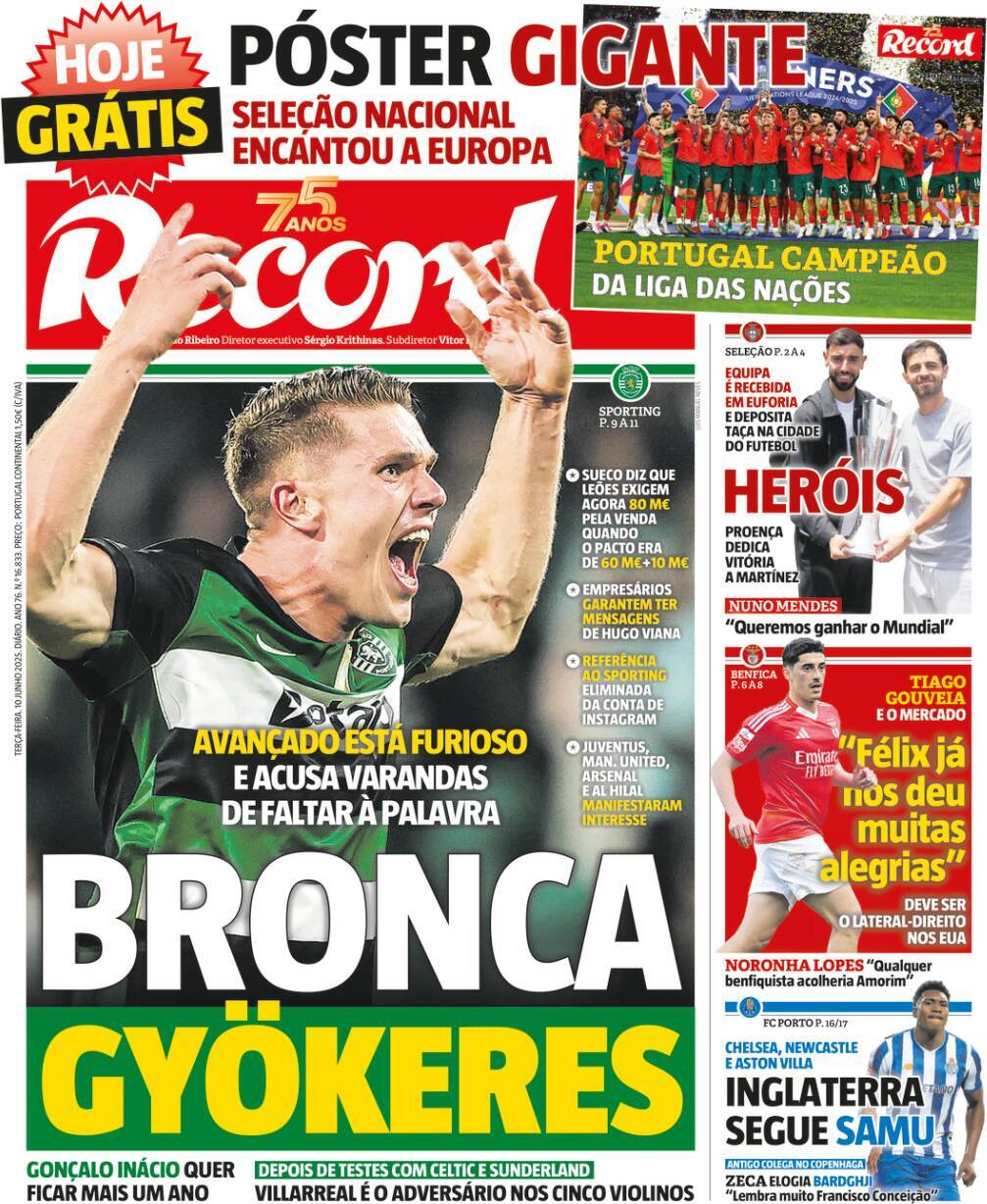 Record: Capa da Edi&ccedil;&atilde;o de ter&ccedil;a-feira, 10 de junho 2025