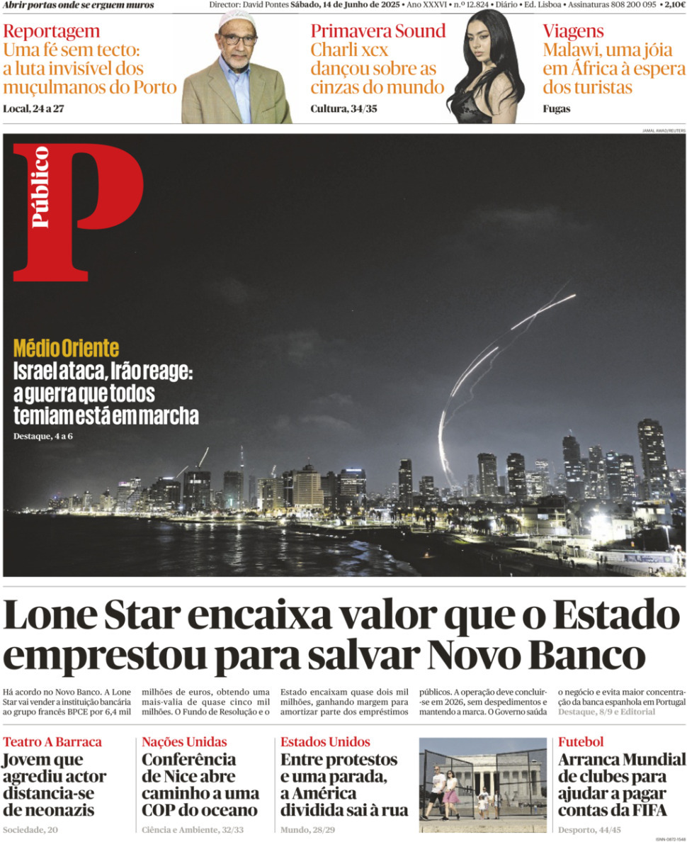 P&uacute;blico: Capa da Edi&ccedil;&atilde;o de s&aacute;bado, 14 de junho 2025