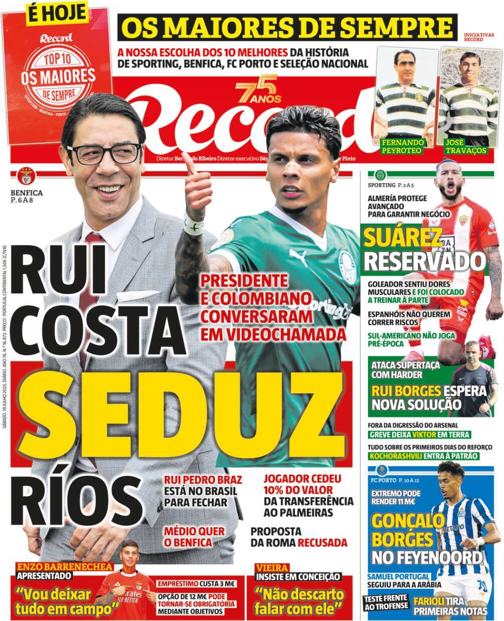 Record: Capa da Edi&ccedil;&atilde;o de s&aacute;bado, 19 de julho 2025