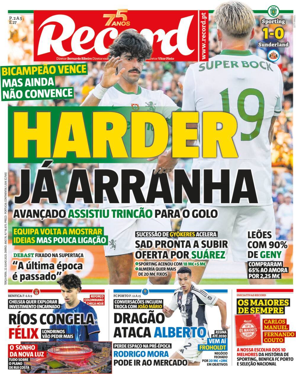 Record: Capa da Edi&ccedil;&atilde;o de ter&ccedil;a-feira, 22 de julho 2025