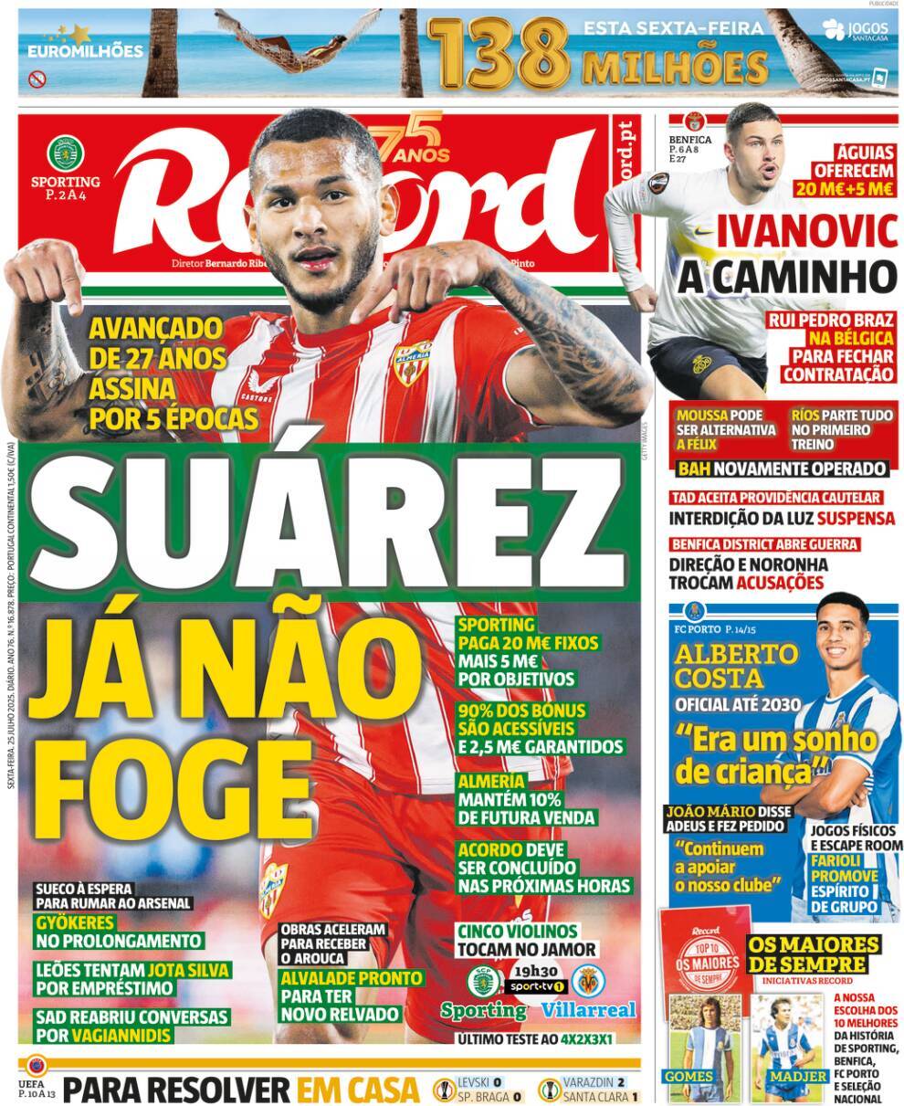 Record: Capa da Edi&ccedil;&atilde;o de sexta-feira, 25 de julho 2025