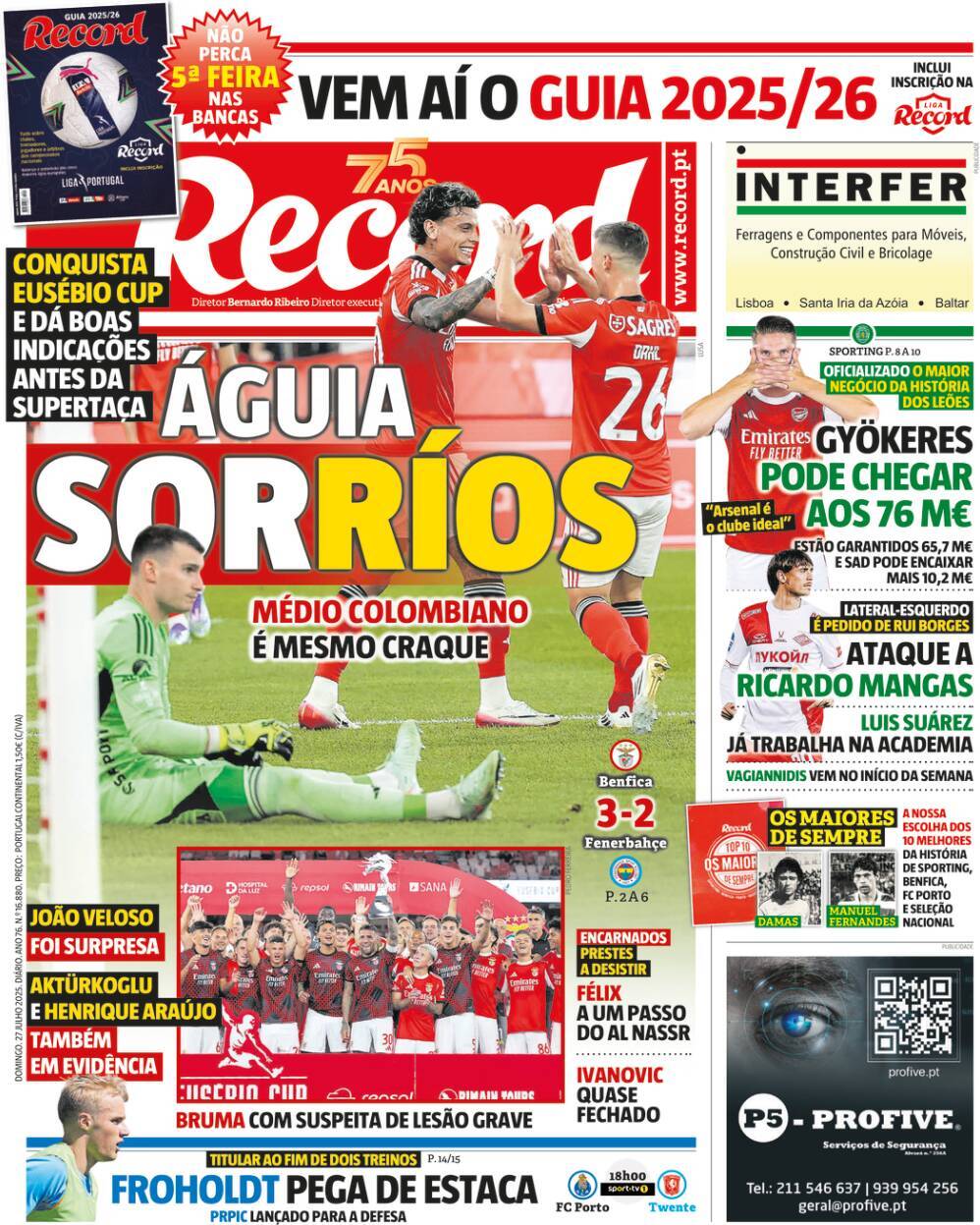 Record: Capa da Edi&ccedil;&atilde;o de domingo, 27 de julho 2025