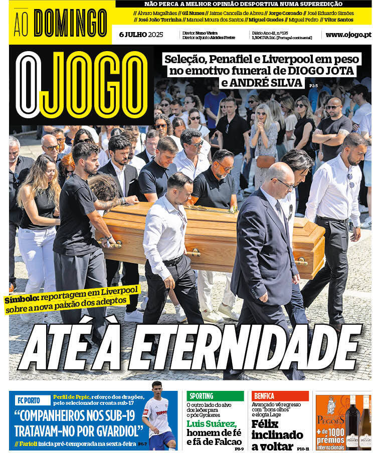 O Jogo: Capa da Edi&ccedil;&atilde;o de domingo, 06 de julho 2025