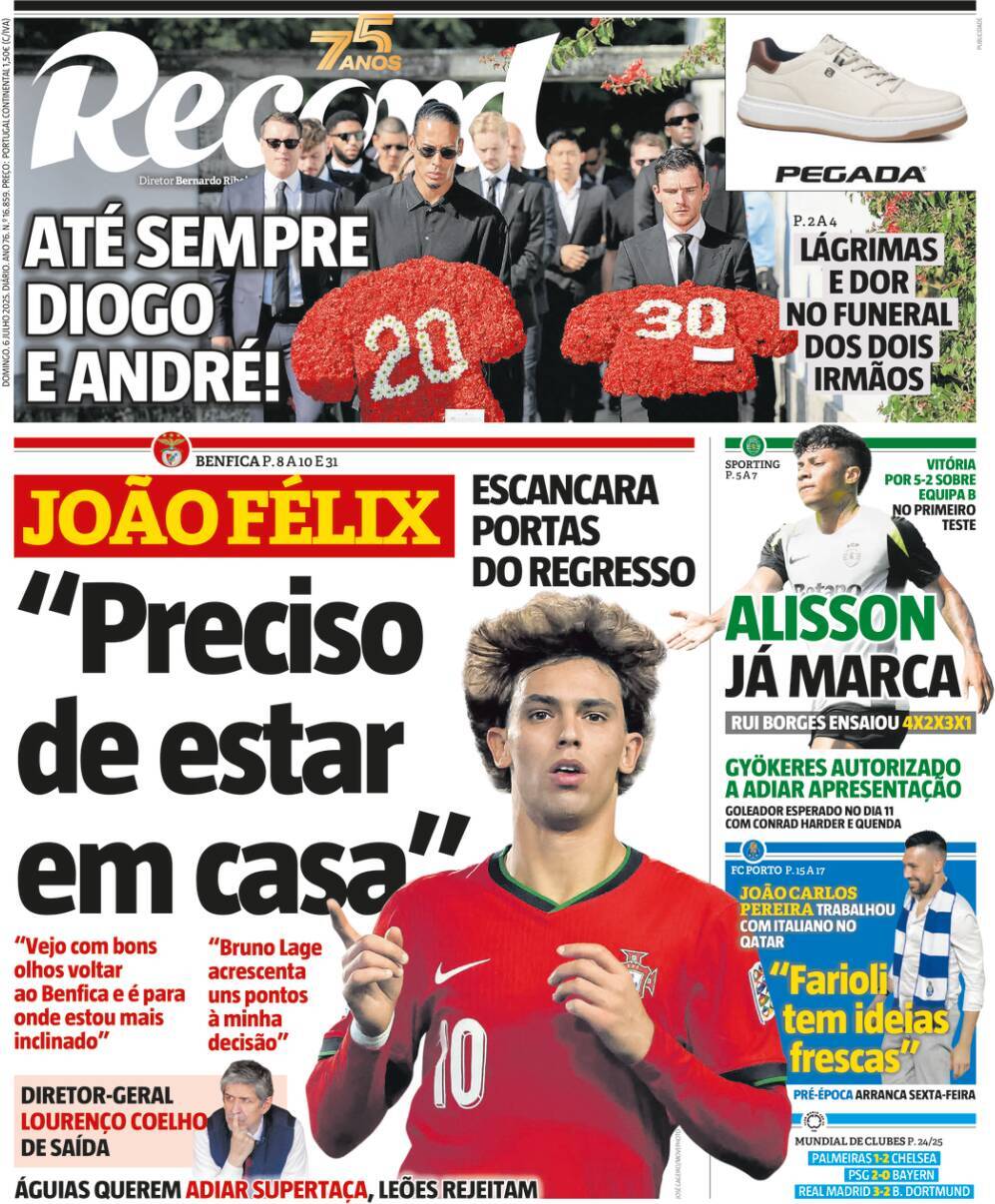 Record: Capa da Edi&ccedil;&atilde;o de domingo, 06 de julho 2025