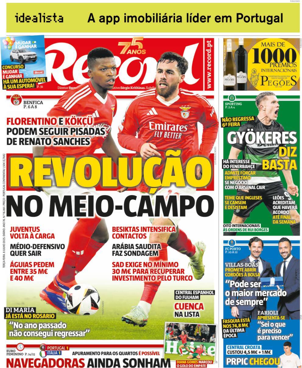 Record: Capa da Edi&ccedil;&atilde;o de ter&ccedil;a-feira, 08 de julho 2025