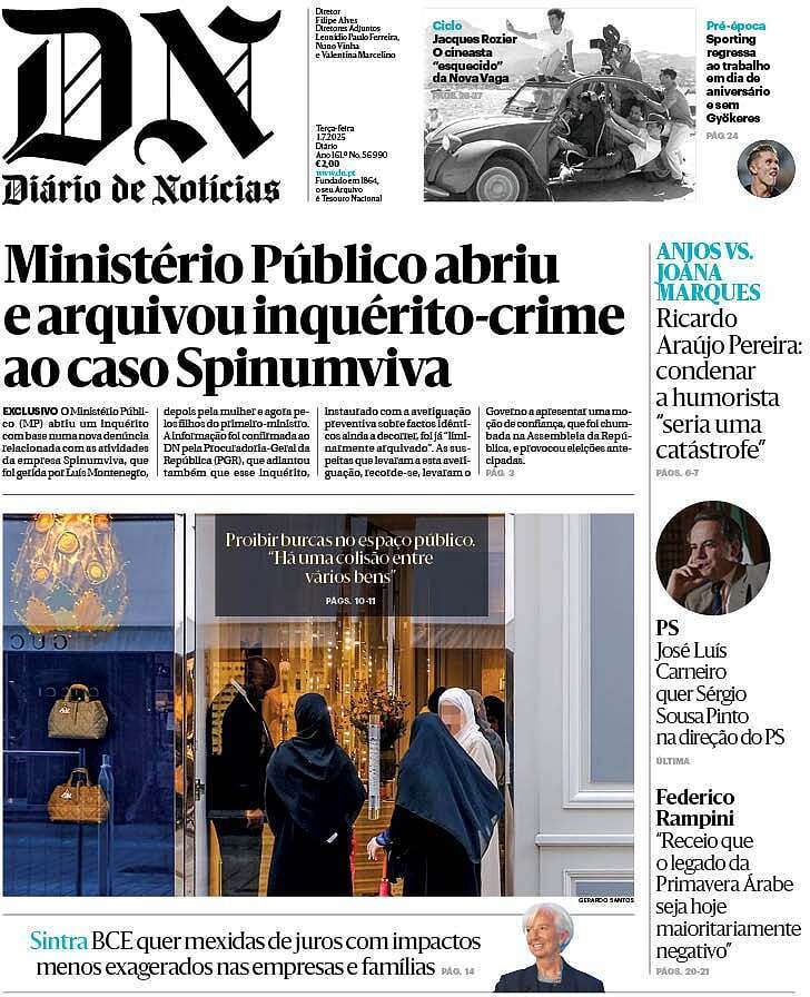 Di&aacute;rio de Not&iacute;cias: Capa da Edi&ccedil;&atilde;o de ter&ccedil;a-feira, 01 de julho 2025