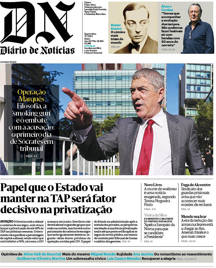 Di&aacute;rio de Not&iacute;cias: Capa da Edi&ccedil;&atilde;o de quarta-feira, 09 de julho 2025