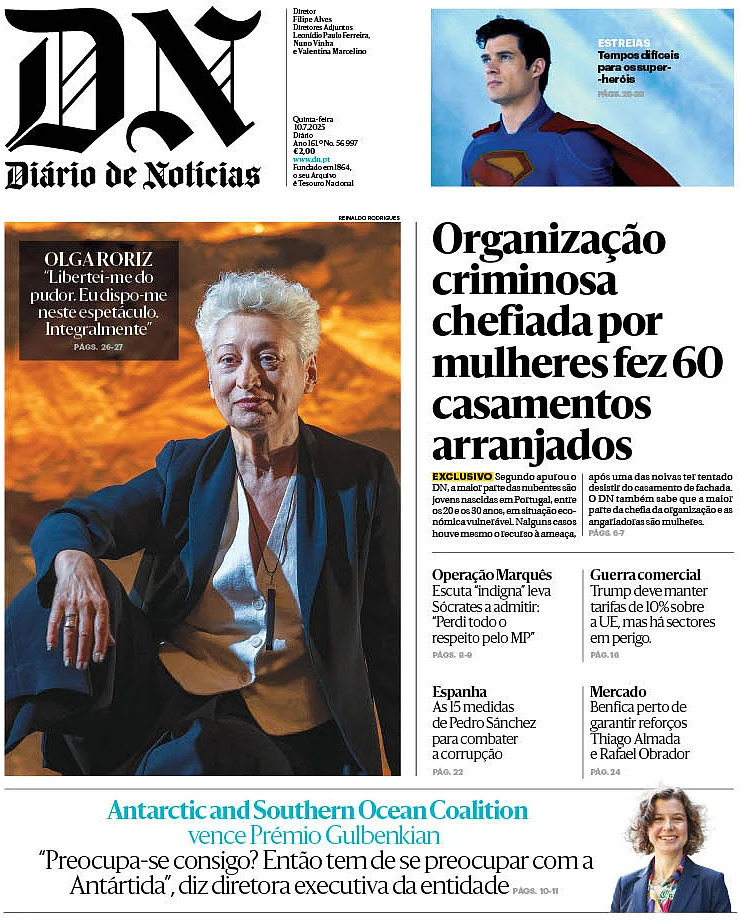 Di&aacute;rio de Not&iacute;cias: Capa da Edi&ccedil;&atilde;o de quinta-feira, 10 de julho 2025