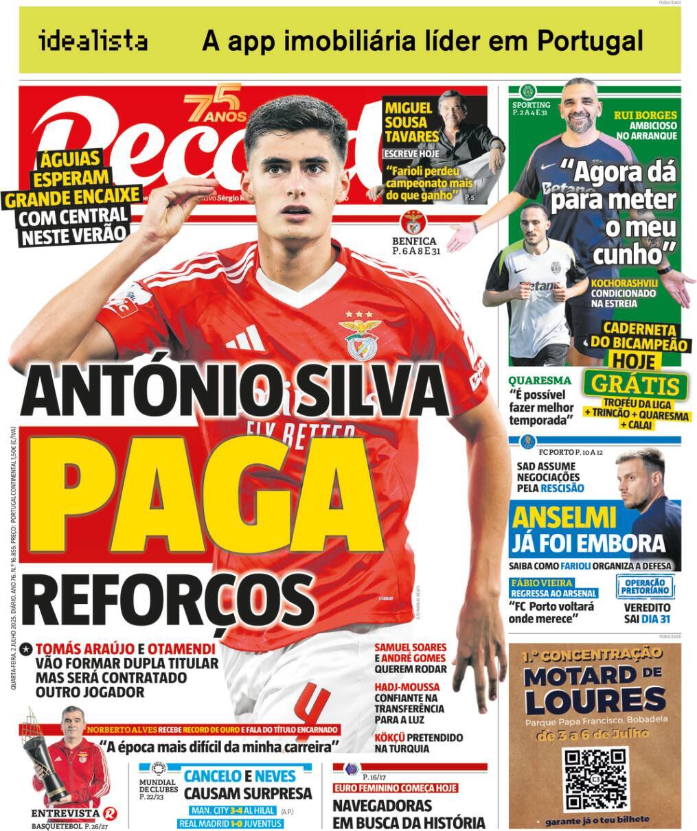 Record: Capa da Edi&ccedil;&atilde;o de quarta-feira, 02 de julho 2025