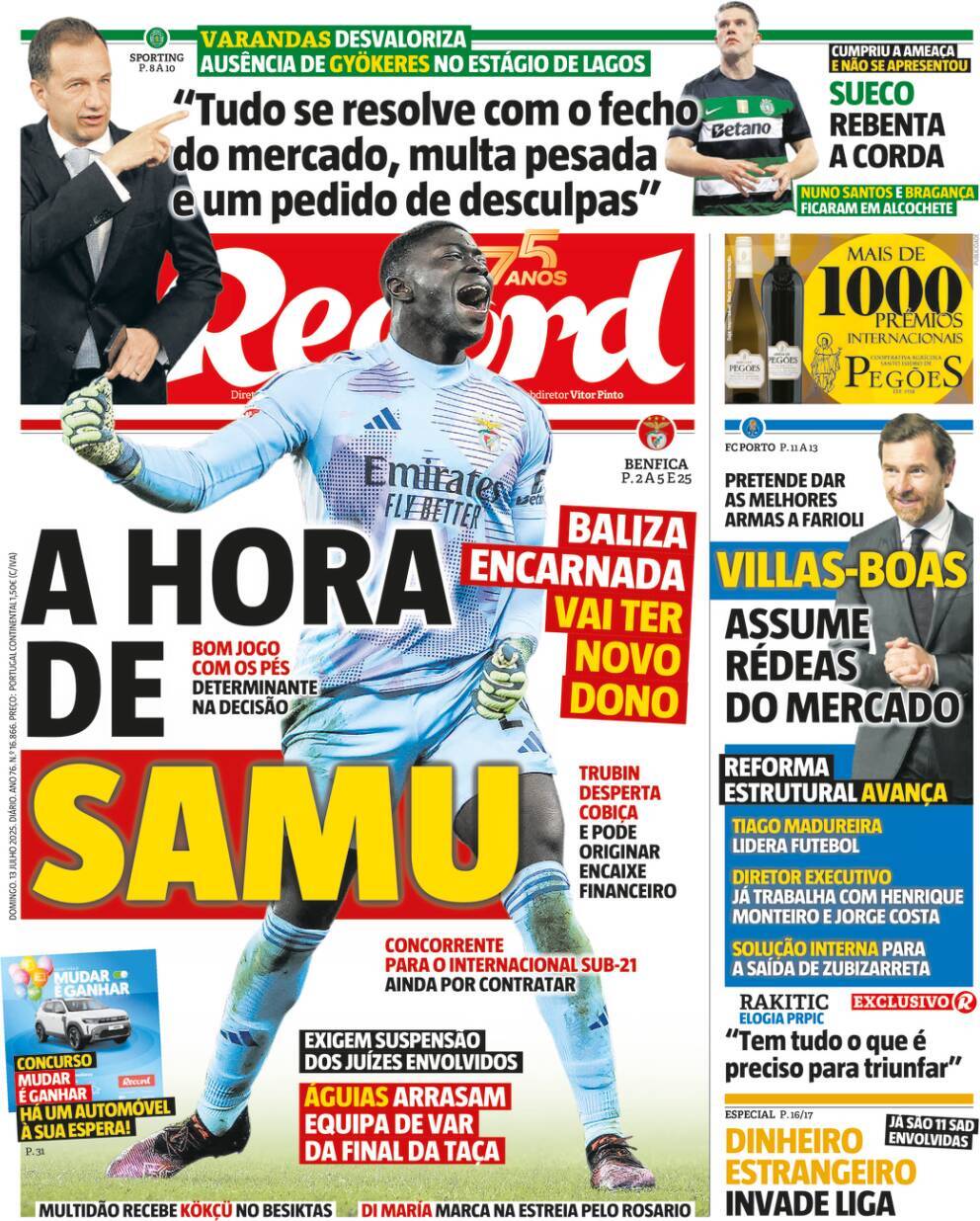Record: Capa da Edi&ccedil;&atilde;o de domingo, 13 de julho 2025