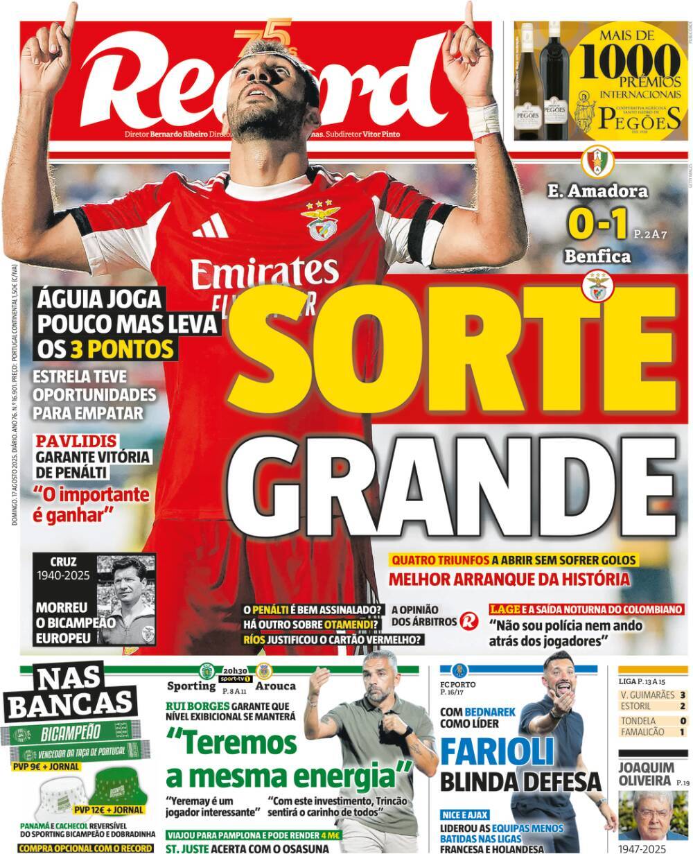 Record: Capa da Edi&ccedil;&atilde;o de domingo, 17 de agosto 2025