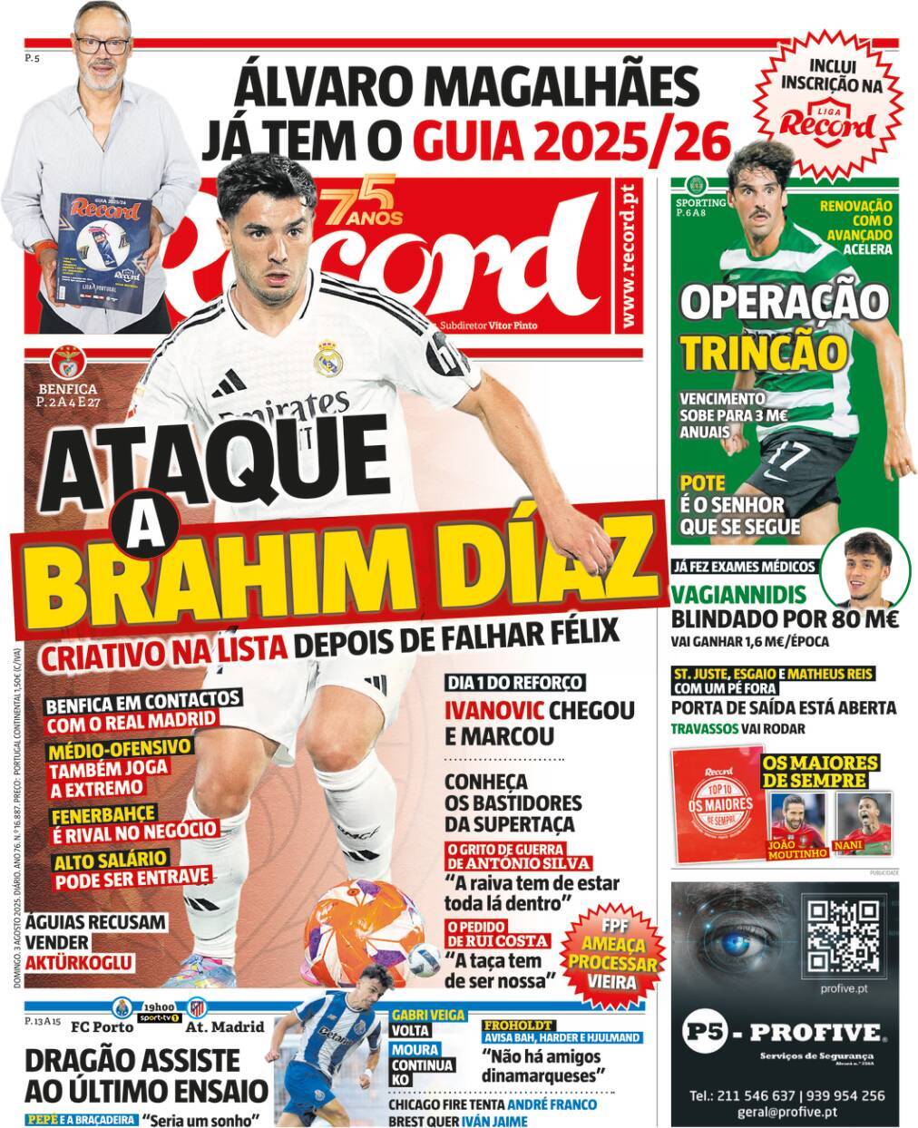 Record: Capa da Edi&ccedil;&atilde;o de domingo, 03 de agosto 2025