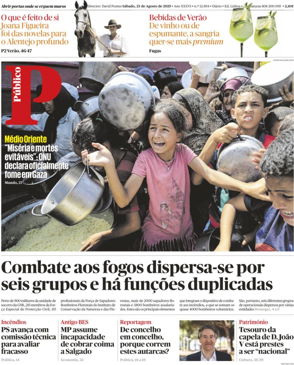 P&uacute;blico: Capa da Edi&ccedil;&atilde;o de s&aacute;bado, 23 de agosto 2025
