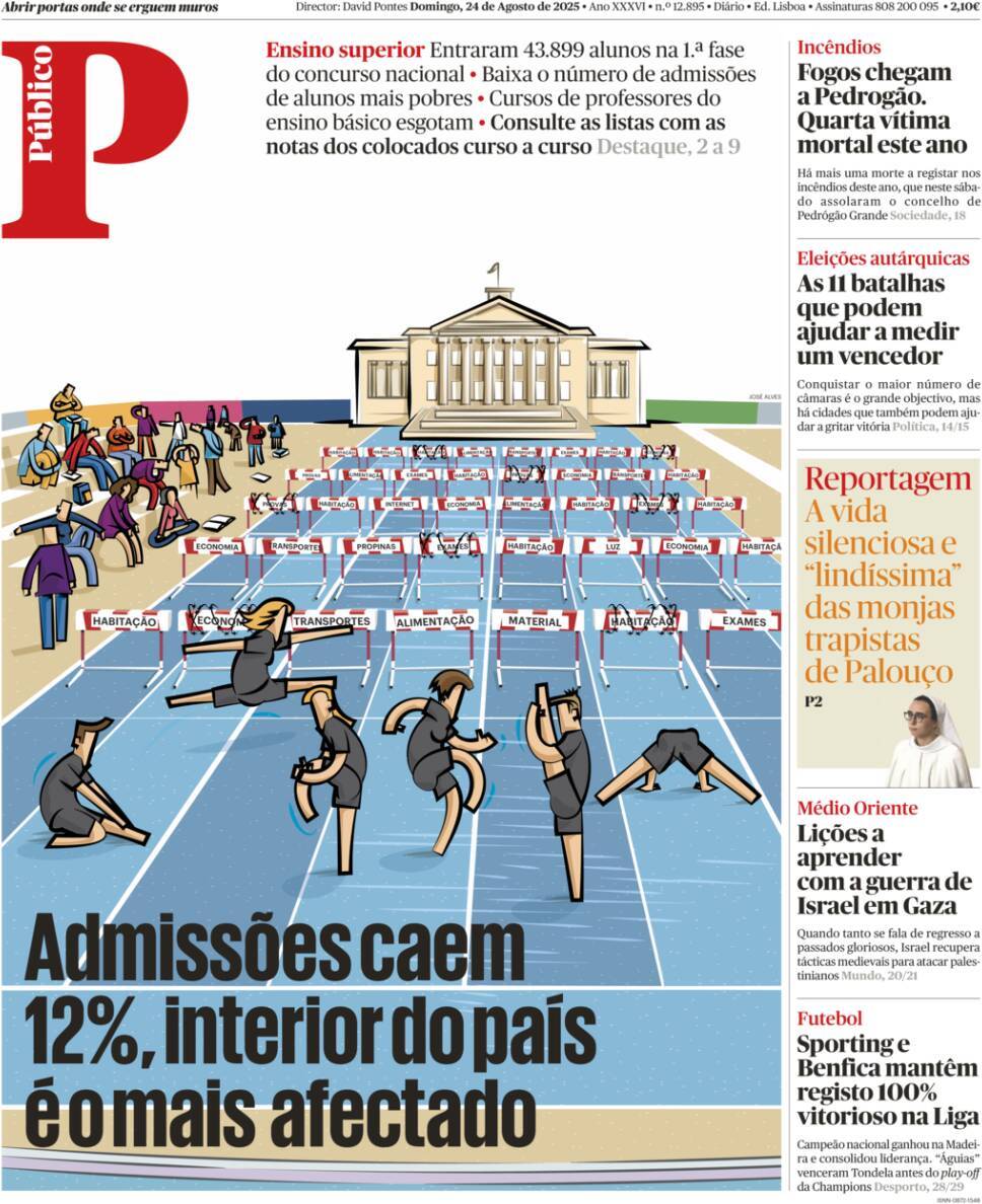 P&uacute;blico: Capa da Edi&ccedil;&atilde;o de domingo, 24 de agosto 2025