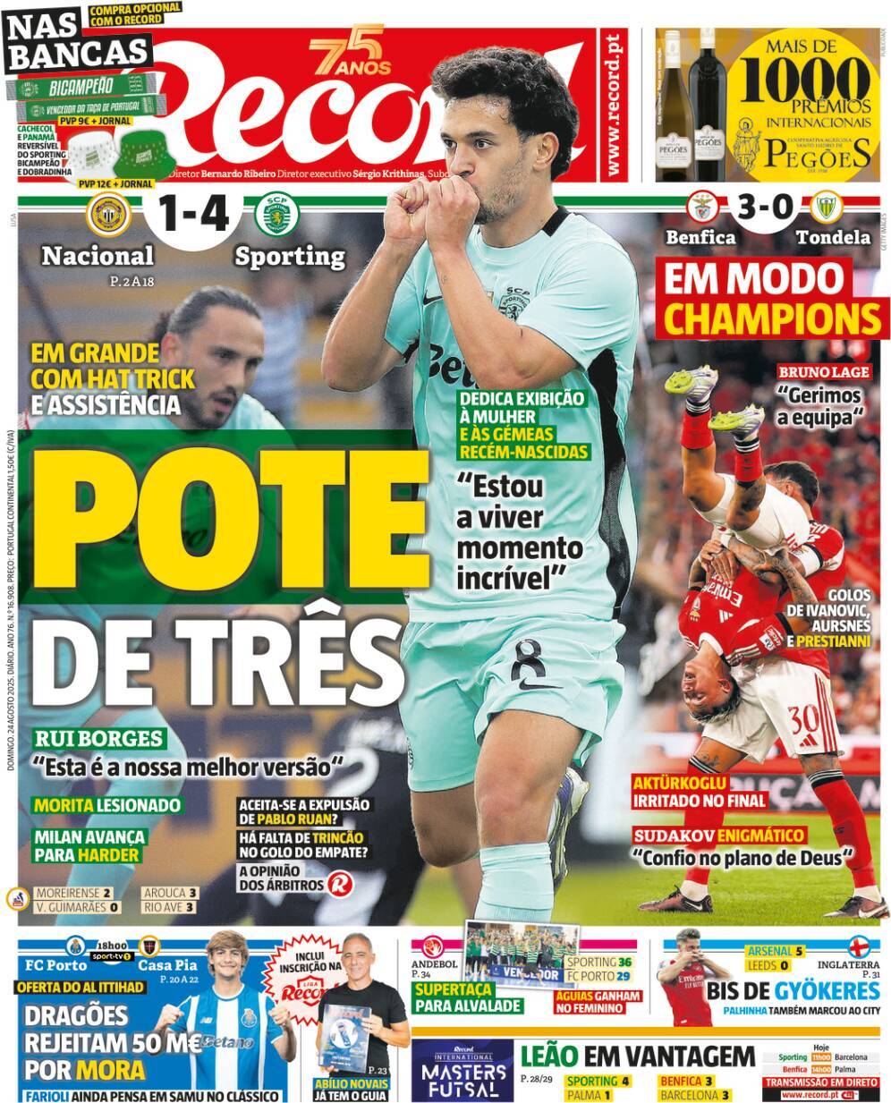 Record: Capa da Edi&ccedil;&atilde;o de domingo, 24 de agosto 2025