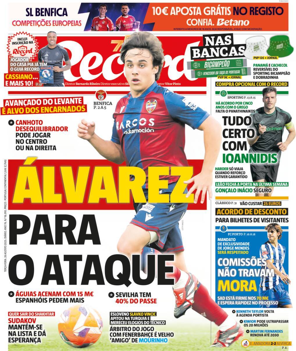 Record: Capa da Edi&ccedil;&atilde;o de ter&ccedil;a-feira, 26 de agosto 2025